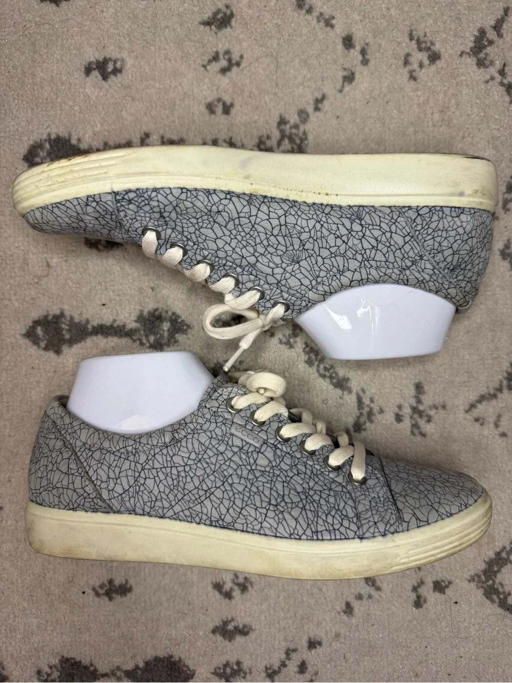 ECCO Soft Nubuck Printed Grey Leather Casual Lace Up Sneakers